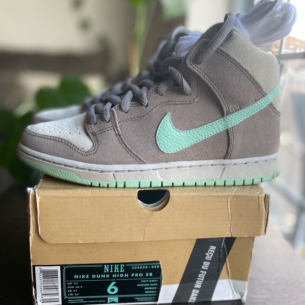 Nike SB dunk high soft grey mint